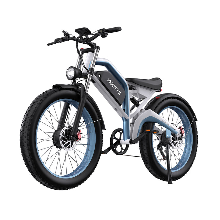 Duotts N26 Fatbike-E-Bike schräg von vorne in Grau