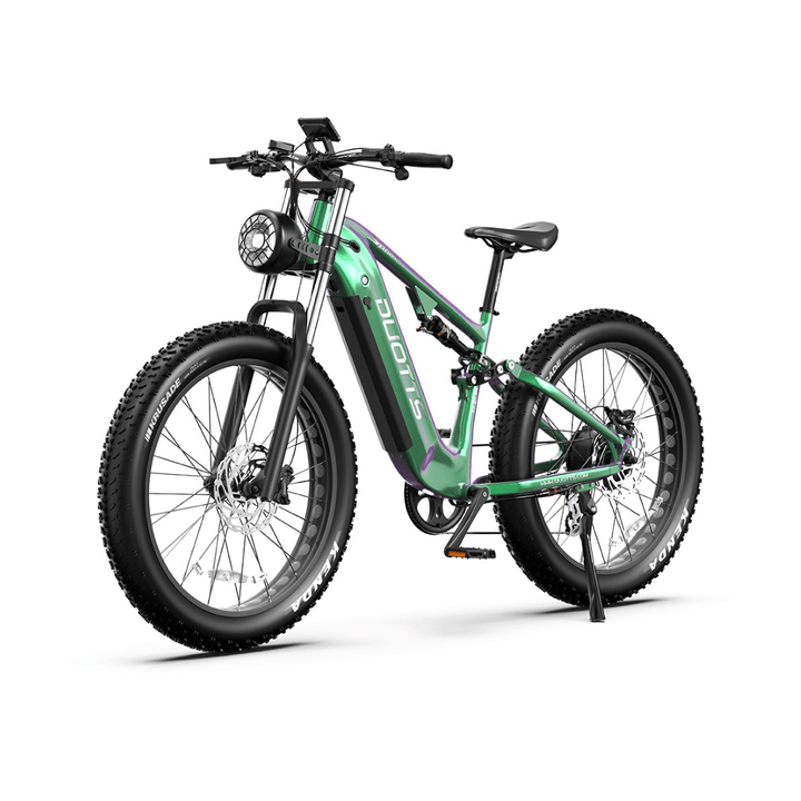 Duotts E26 Fatbike-E-Bike schräg von vorne in Grün