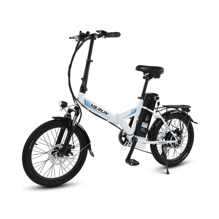 VARUN C20-1 Pro faltbares E-Bike schräg von vorne in Weiß