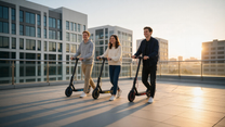 Person auf dem Wheely J04 E-Scooter in der Stadt