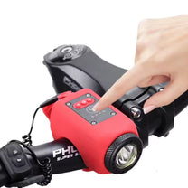 2-in-1 elektrische Hupe und Frontlicht in Rot am E-Scooter montiert