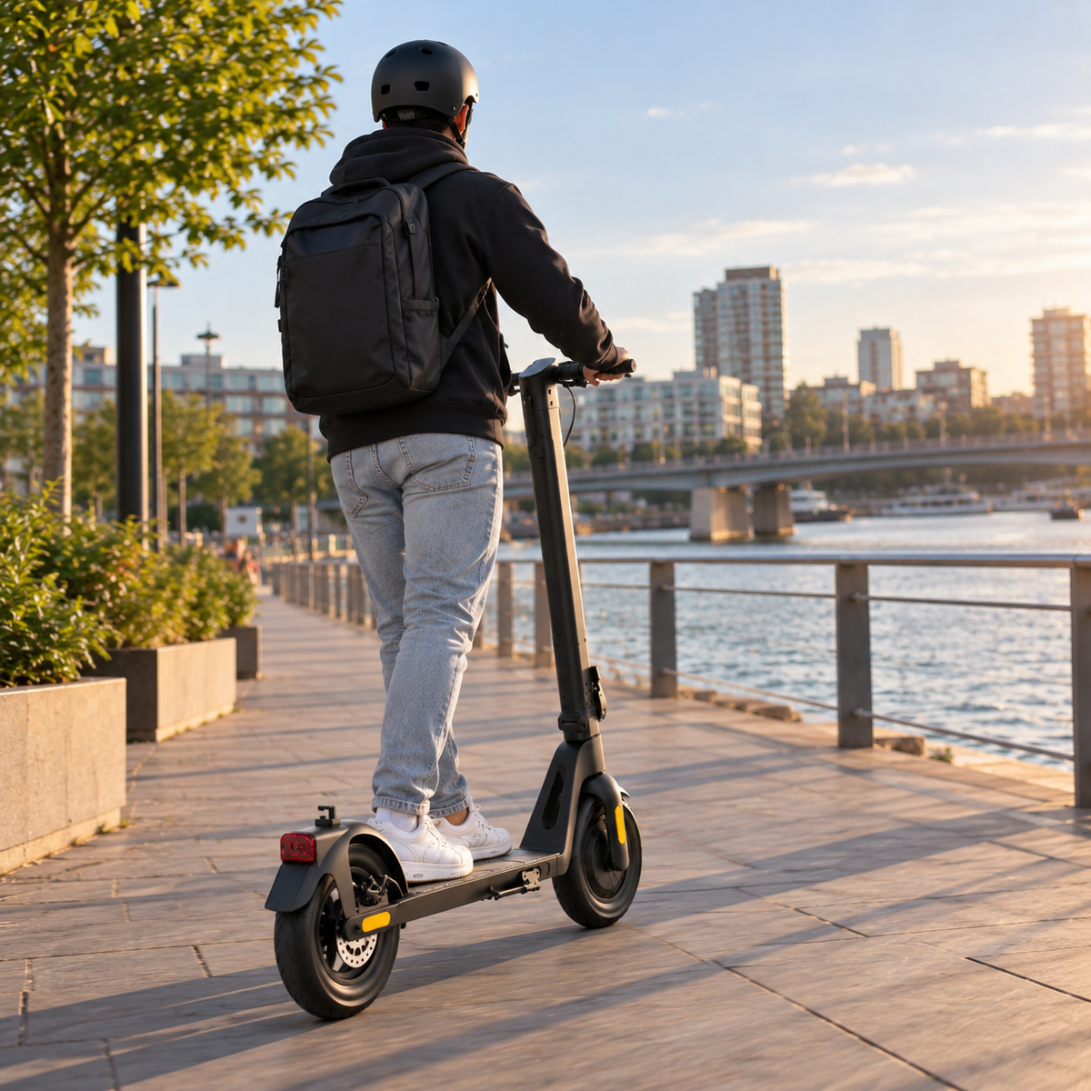 Mann auf dem HX D01 E-Scooter in der Stadt