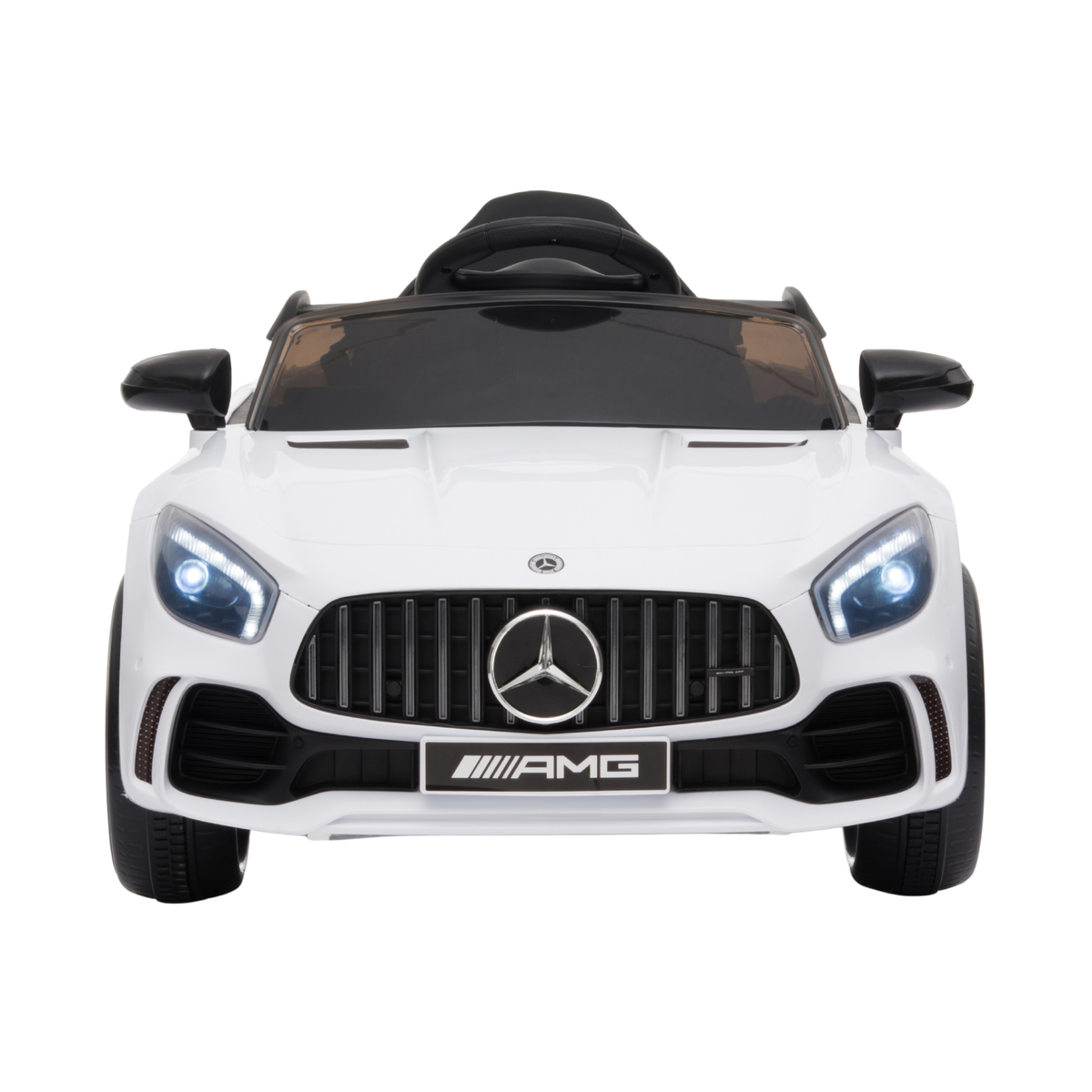 Mercedes AMG GT Elektroauto für Kinder von vorne in Weiß