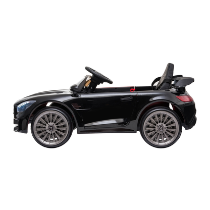 Mercedes AMG GT Elektroauto für Kinder in der Seitenansicht in Schwarz