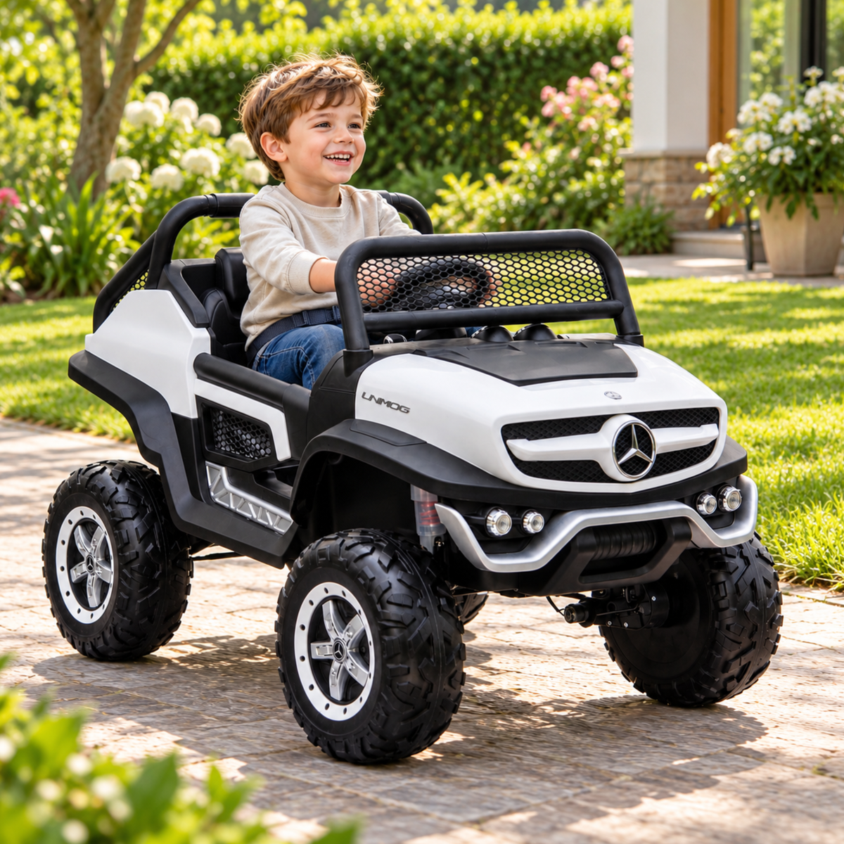 Kinder-Elektroauto Mercedes Benz Unimog Truck - Wheelyshop