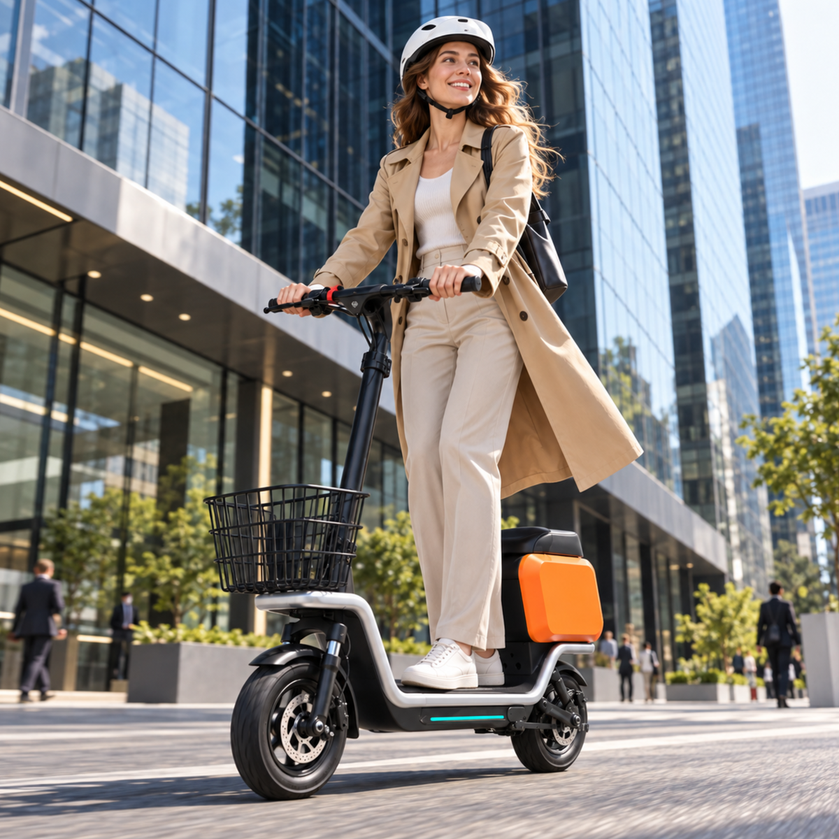 Frau auf dem HX S20 E-Scooter in der Stadt