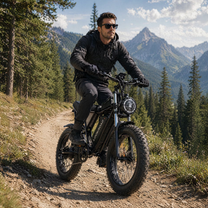 Fahrer mit dem LOOKROAD L20 Fatbike-E-Bike im Gelände