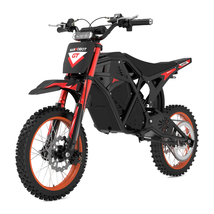 NANROBOT GTR Elektro-Dirtbike schräg von vorne in Orange