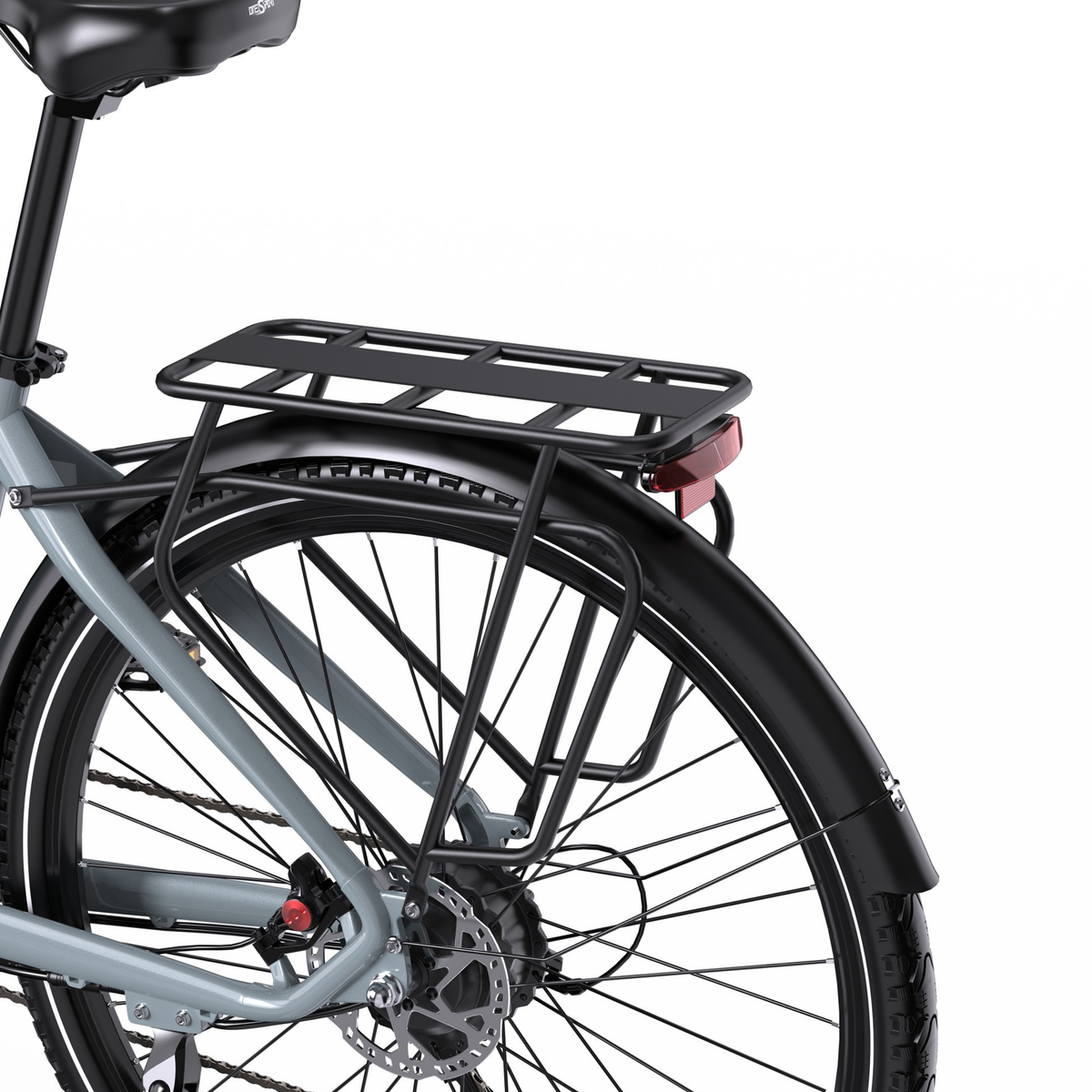 OneSport OT05 Max von hinten mit Gepäckträger, Rücklicht, Schutzblech und Hinterrad