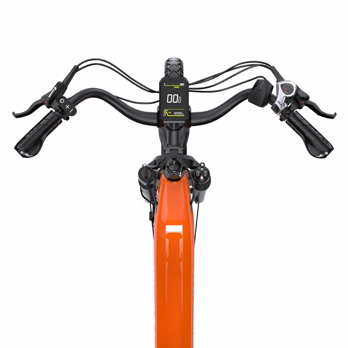 OneSport OT05 Max, Lenker mit Display und Bedienelementen von oben gesehen