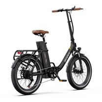 OneSport OT16 Pro E-Bike in Schwarz, schräg von hinten rechts mit Kette, Pedal und Gepäckträger