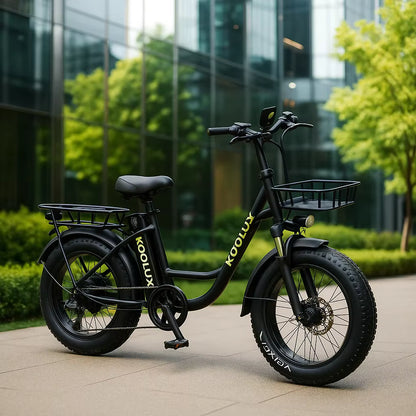 KOOLUX X7 E-Bike in der Stadt mit Pflanzen im Hintergrund - Wheelyshop.de