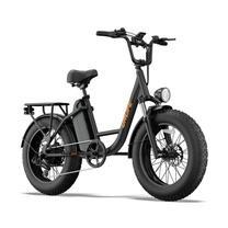 URLIFE E20 Pro, schwarzes E-Bike schräg von vorn mit Scheinwerfer, Gepäckträger und dickem Reifen