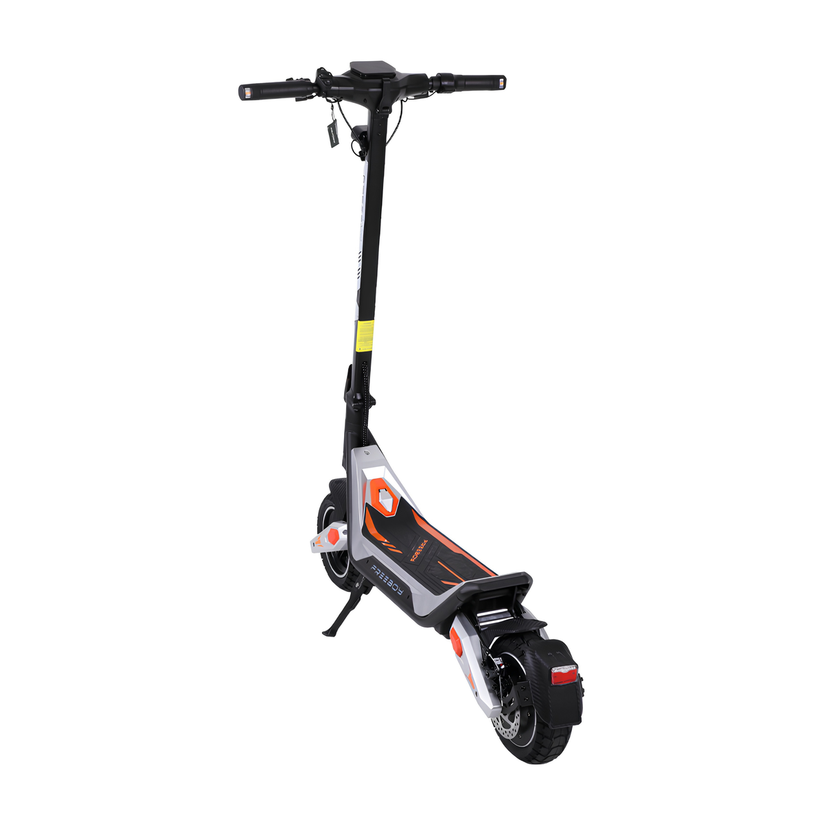 Wheely - J18 E-Scooter schräg von hinten mit Trittbrett, Hinterradabdeckung und Rücklicht