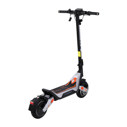 Wheely - J18 E-Scooter schräg von hinten mit Trittbrett, Schutzblech und Rücklicht