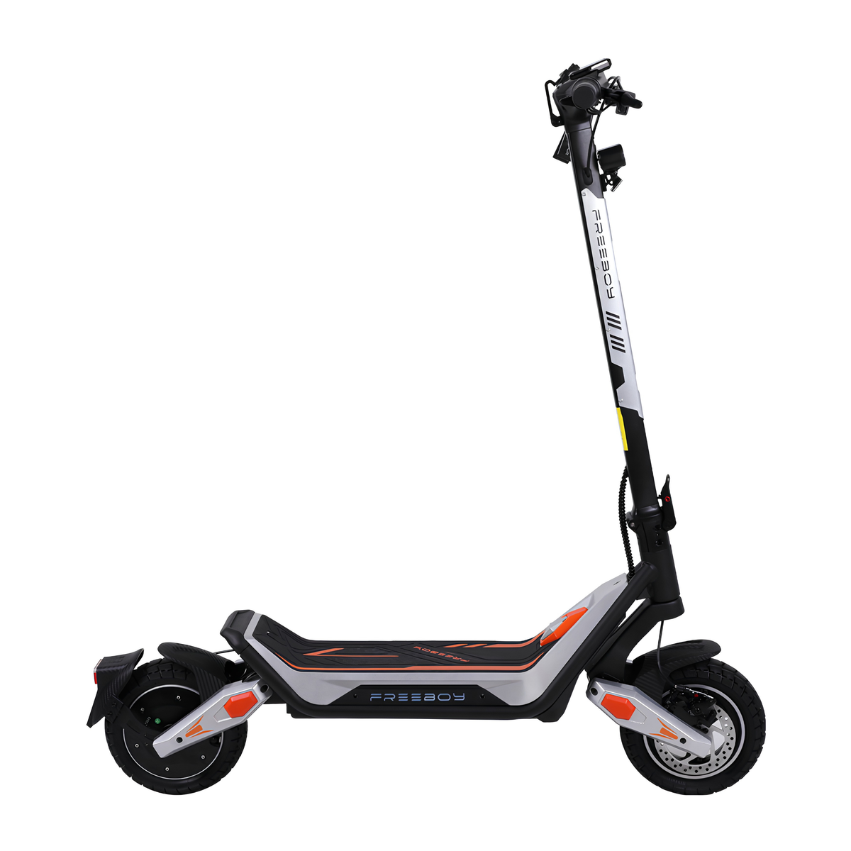 Wheely - J18 E-Scooter von der Seite mit Trittbrett, Lenkstange und zwei Rädern