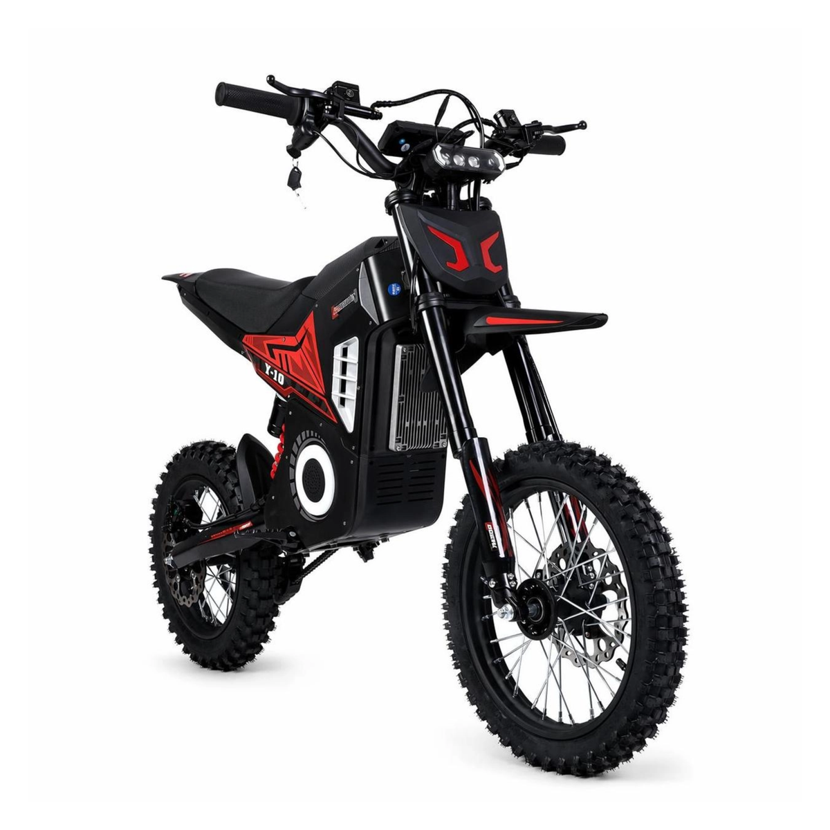 Wheely - Y10 Elektromotorrad von schräg vorn rechts mit Lenker, Frontscheinwerfer und vorderem Speichenrad
