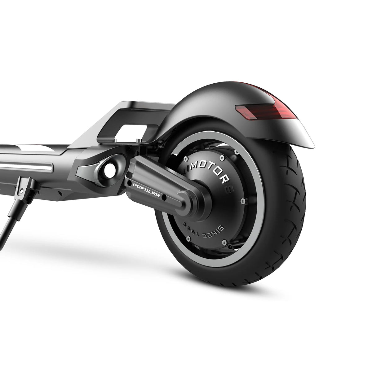 Hinterrad des DUALTRON POPULAR aus niedriger Perspektive