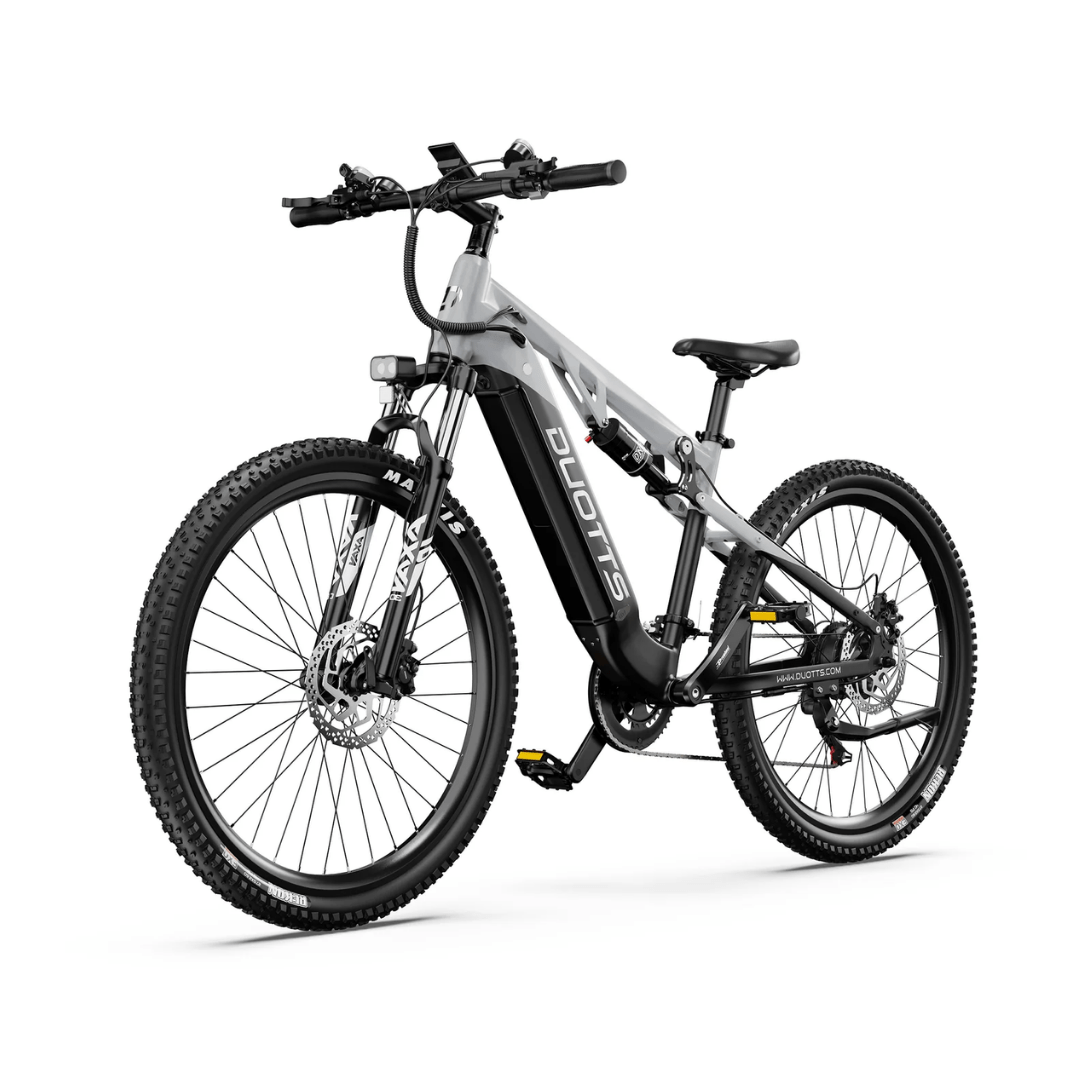 Duotts E29 E-Mountainbike schräg von vorne in Grau