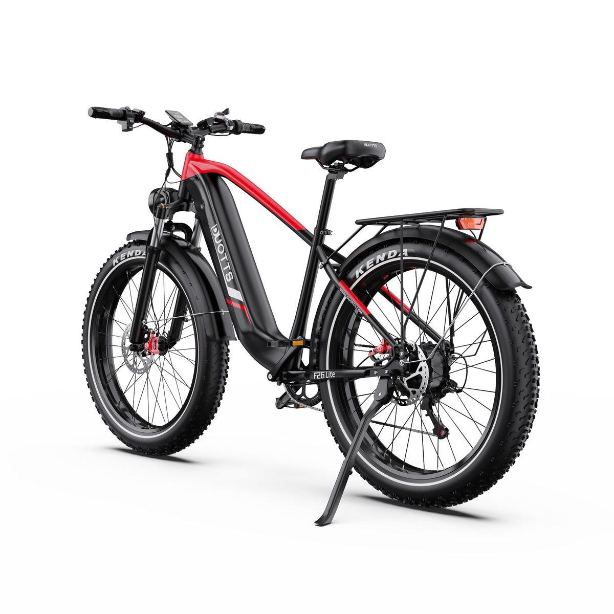 Duotts F26 Lite Fatbike-E-Bike schräg von vorne in Rot