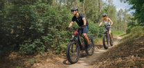 Zwei Fahrer mit dem Duotts F26 Lite Fatbike-E-Bike im Wald