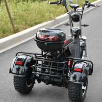 eHoodax 05WQ Elektro-Dreirad schräg von hinten auf der Straße