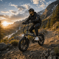Mann auf dem KOOLUX RK10 faltbaren Fatbike-E-Bike