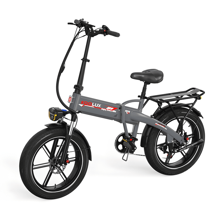 KOOLUX RK10 faltbares Fatbike-E-Bike schräg von vorne in Grau