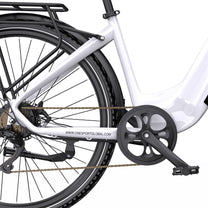 Kurbel und Pedale des OneSport OT05 Pro in Weiß