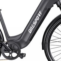 Kurbel und Pedale des OneSport OT05 Pro in Schwarz