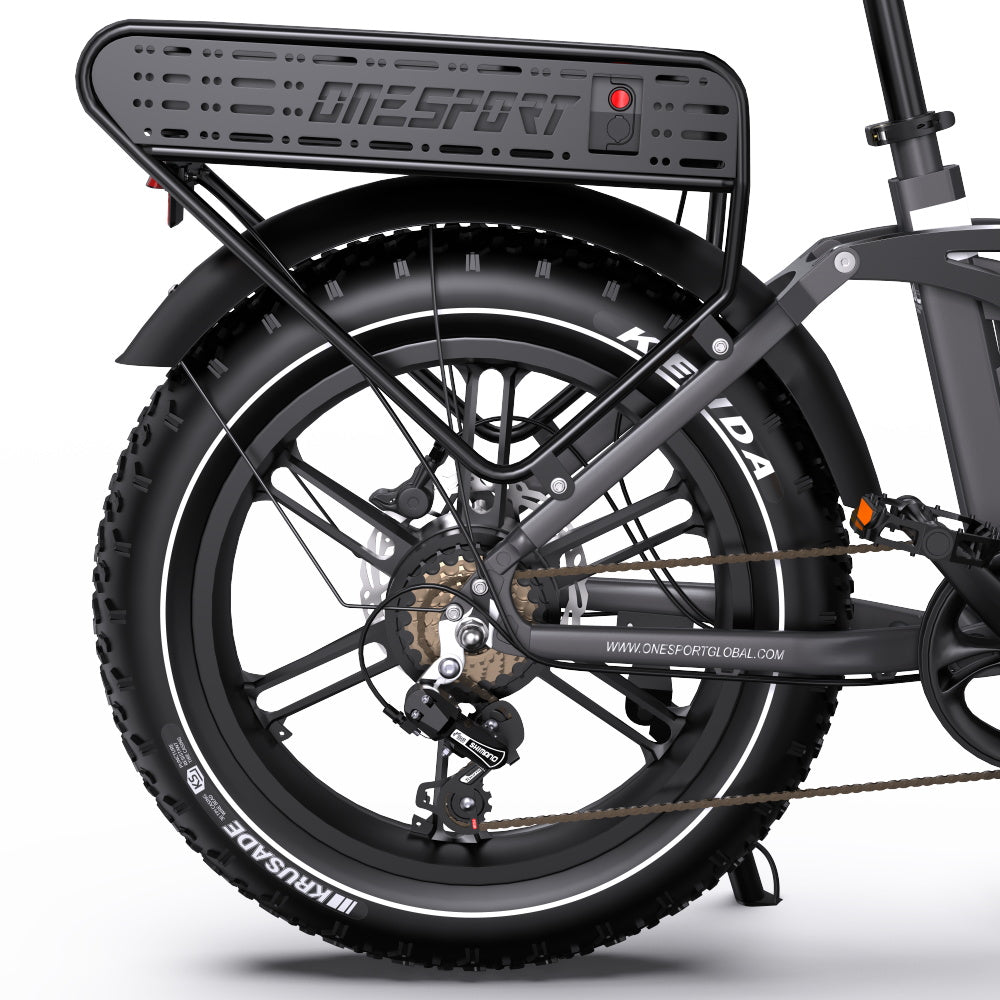 Gepäckträger des OneSport OT08 Pro von hinten in Grau