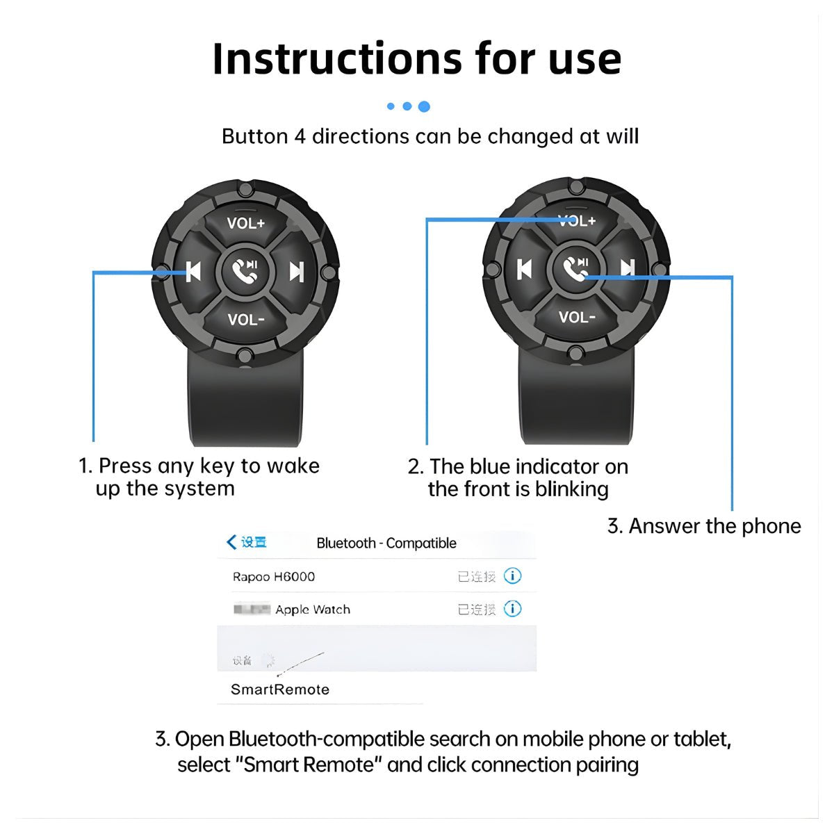Smarte kabellose Fernbedienung Bluetooth-Mediensteuerung - Zubehör - Wheelyshop