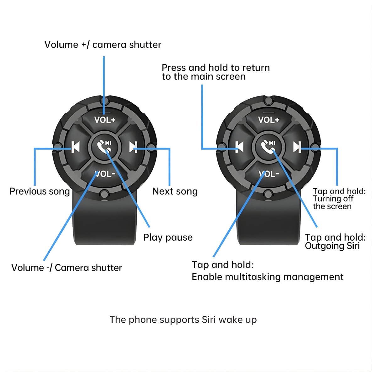 Smarte kabellose Fernbedienung Bluetooth-Mediensteuerung - Zubehör - Wheelyshop