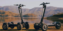 TEVERUN TETRA E-Scooter schräg von vorne an einem See