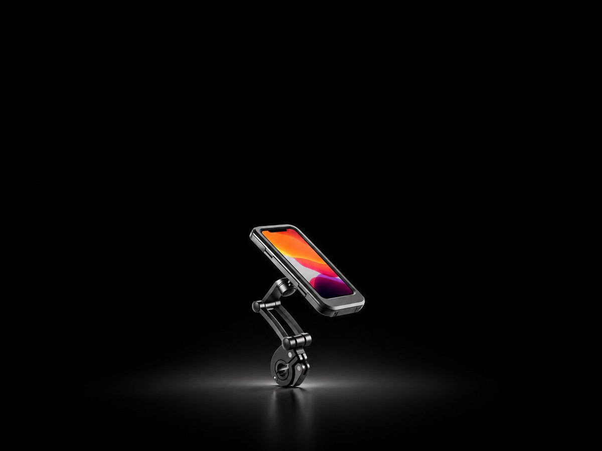 Handyhalterung für E-Scooter und E-Bike von Wheelyshop – schwarze Lenkerhalterung mit Smartphone