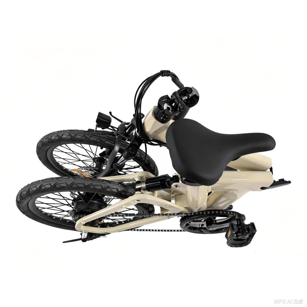YANGOR H19 faltbares E-Bike zusammengeklappt von der Seite in Beige