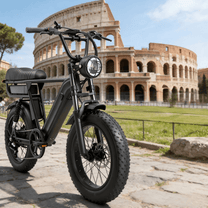 YANGOR Y20 Pro Max Fatbike-E-Bike schräg von vorne in Schwarz in einem Park
